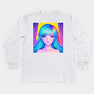 Beautiful young woman girl Kids Long Sleeve T-Shirt